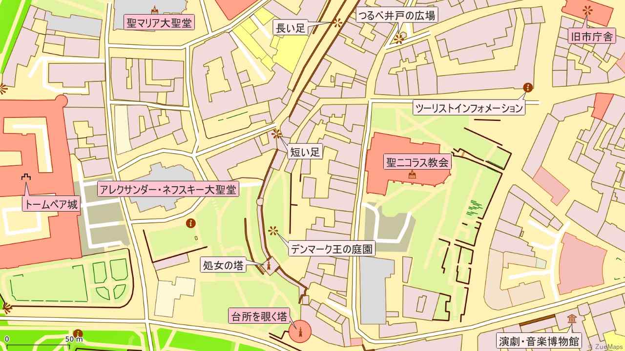 タリン旧市街・トームペア南東部の地図 - Zue Maps エストニア
