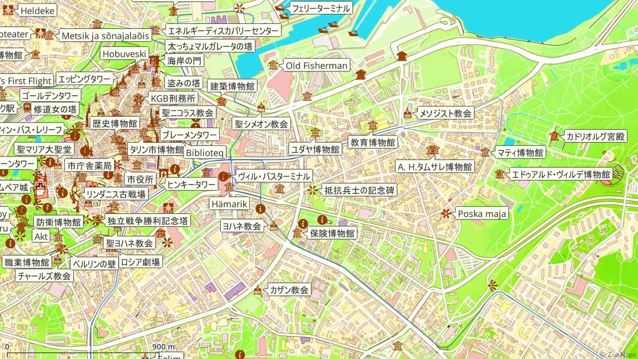 タリン新市街の地図 - Zue Maps エストニア