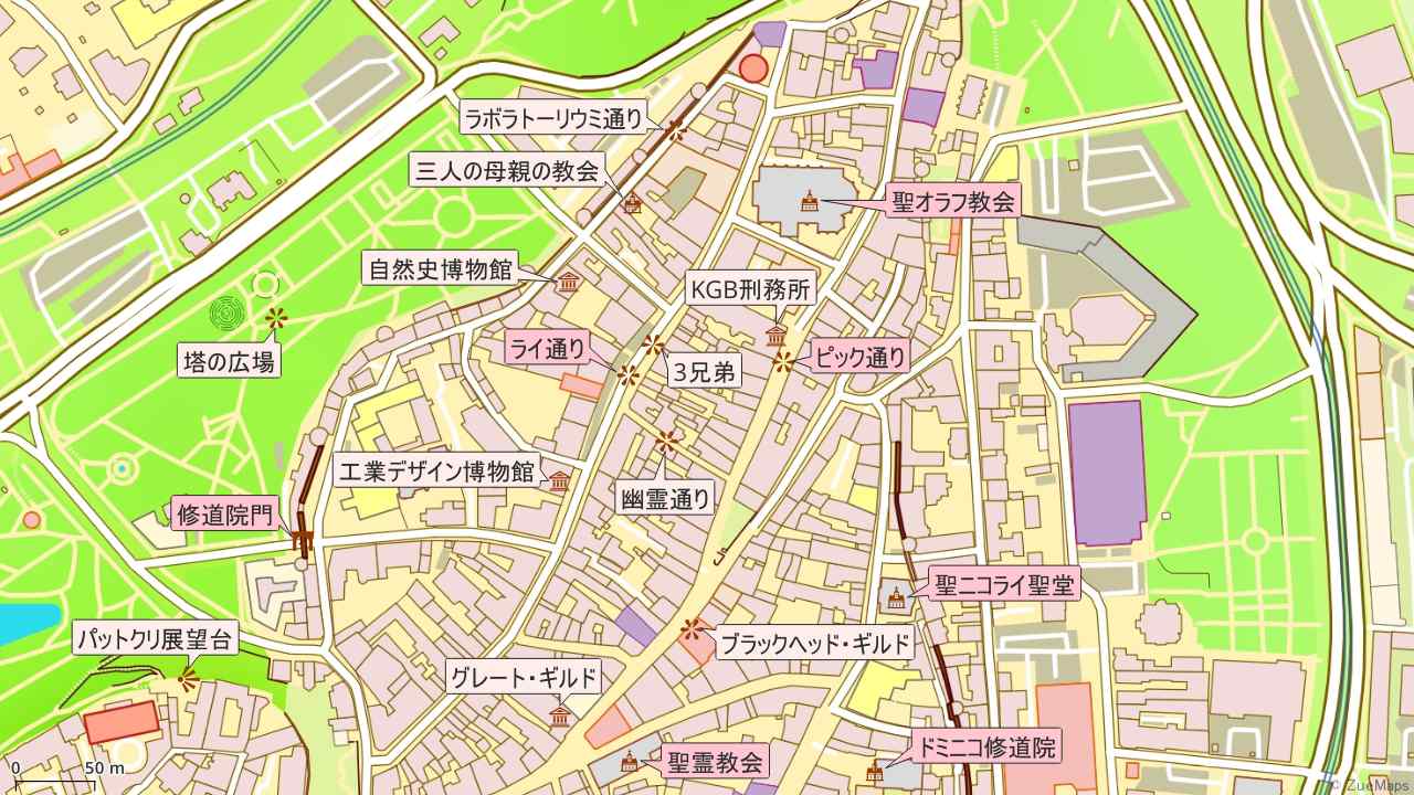タリン旧市街・ライ通りの地図 - エストニア名所図会