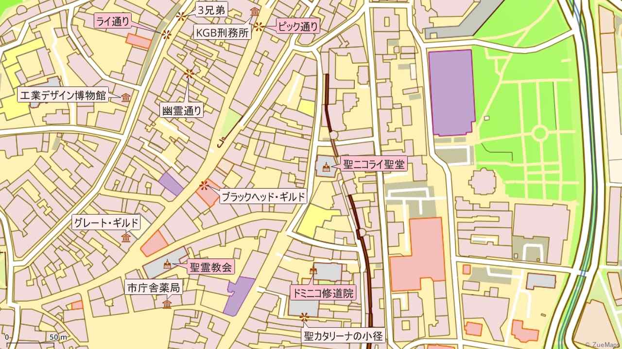 タリン旧市街・下町北東部の地図 - Zue Maps エストニア