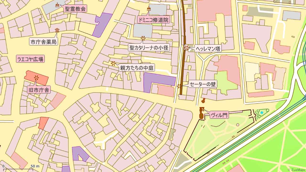 タリン旧市街・下町南東部の地図 - エストニア名所図会