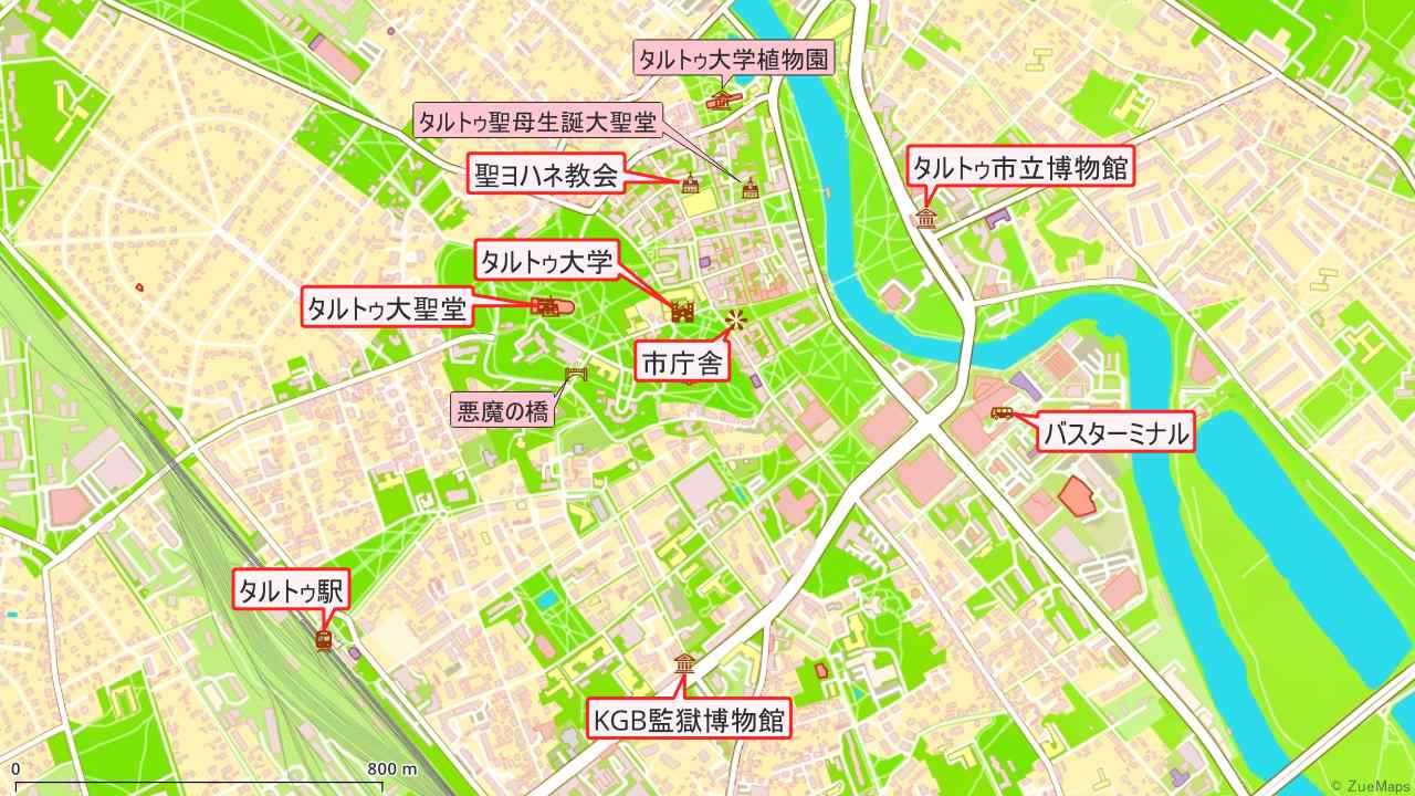 タルトゥ新市街の地図 - Zue Maps エストニア