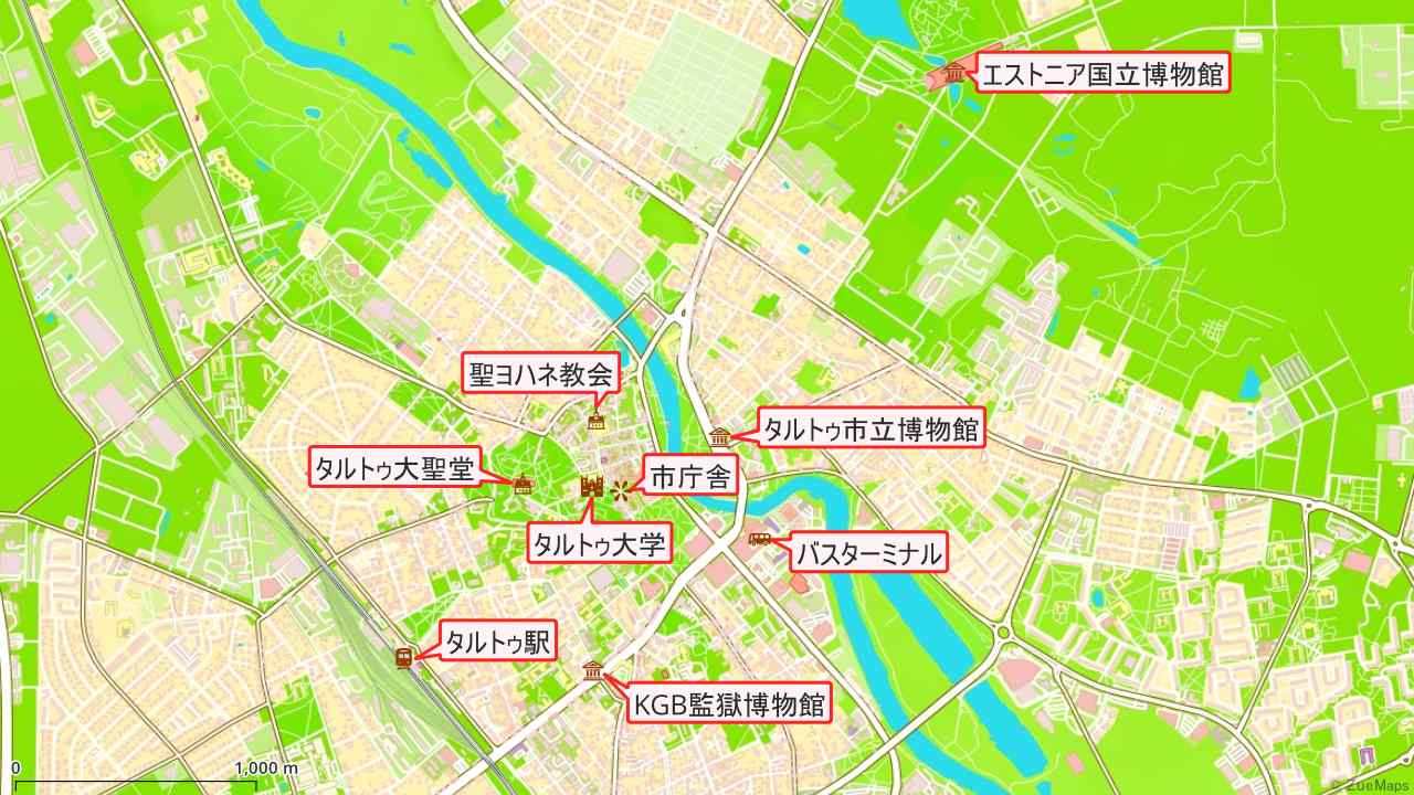 タルトゥの地図 - Zue Maps エストニア