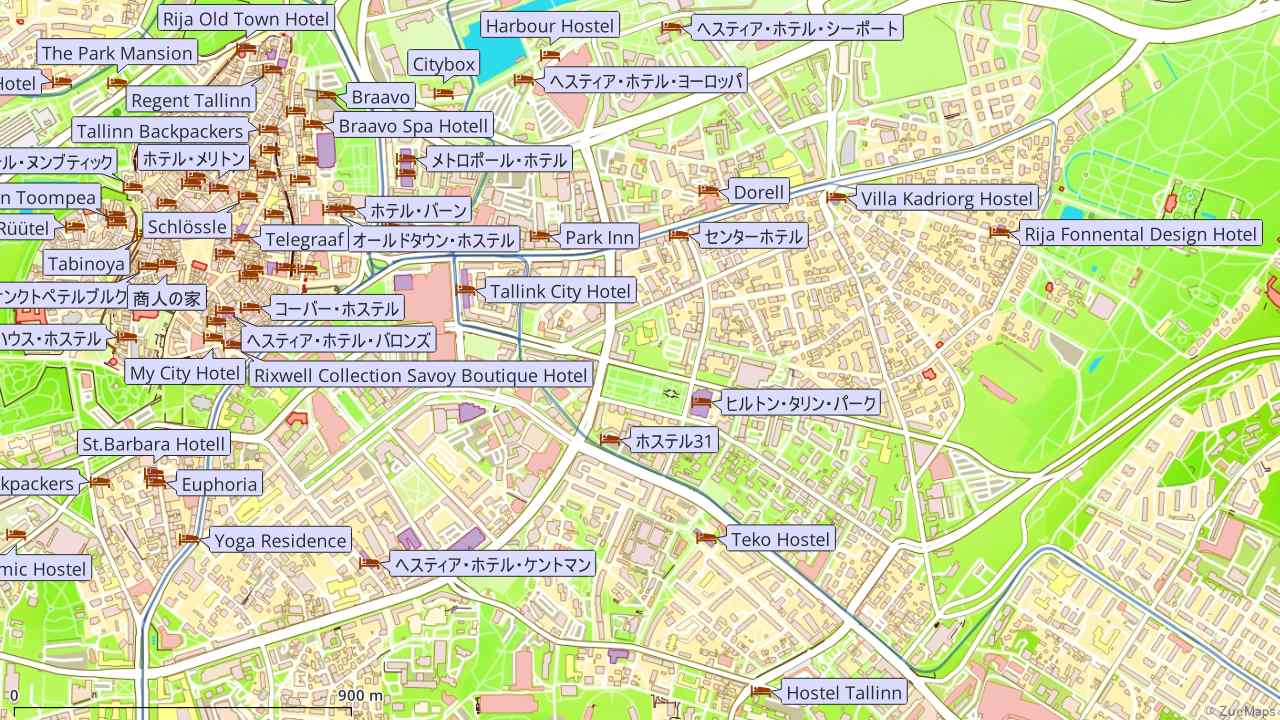 タリン旧市街のホテル地図 - Zue Maps エストニア