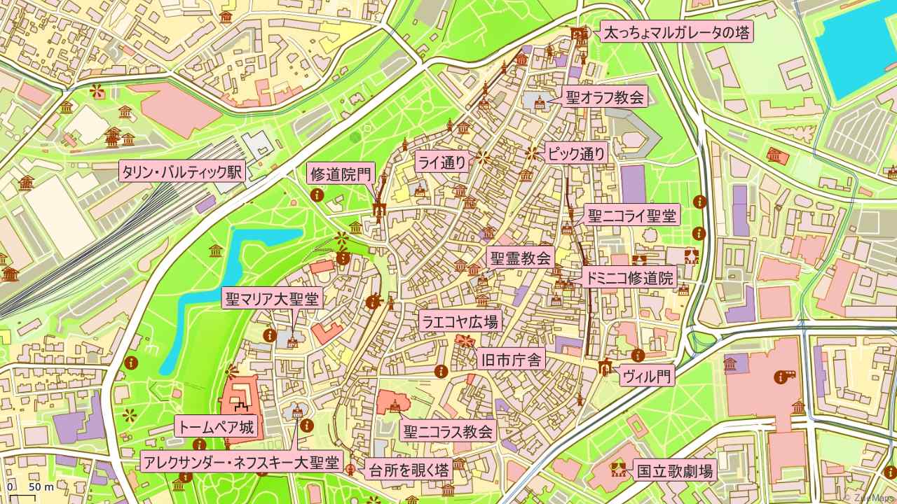 タリン旧市街の地図 - Zue Maps エストニア